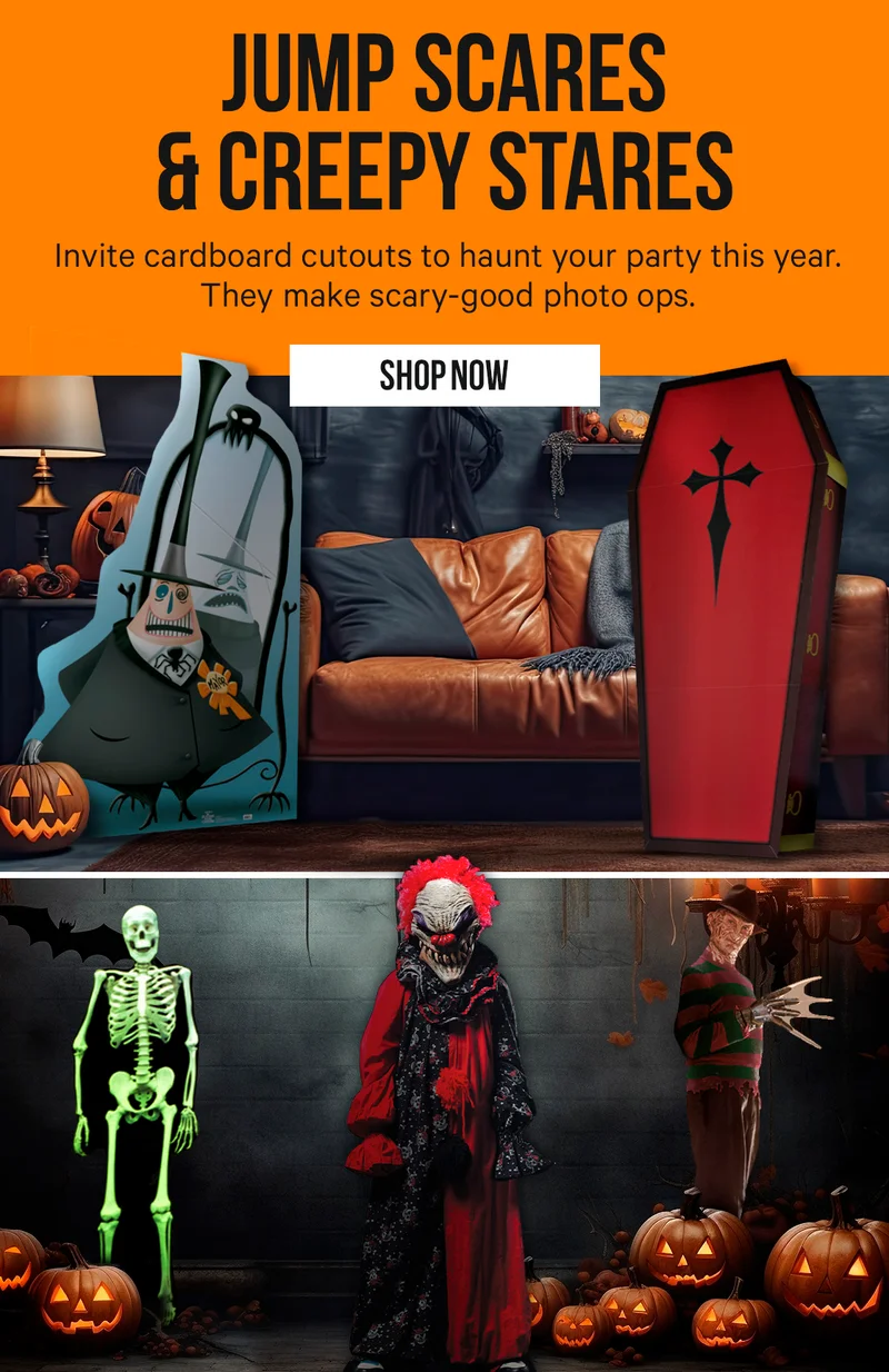 Invite cardboard cutouts to haunt your party this year. They make scary-good photo ops.