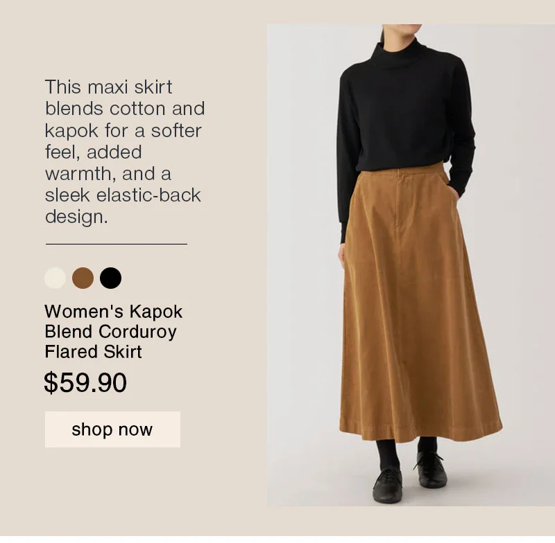 Shop Women's Kapok Blend Corduroy Flared Skirt