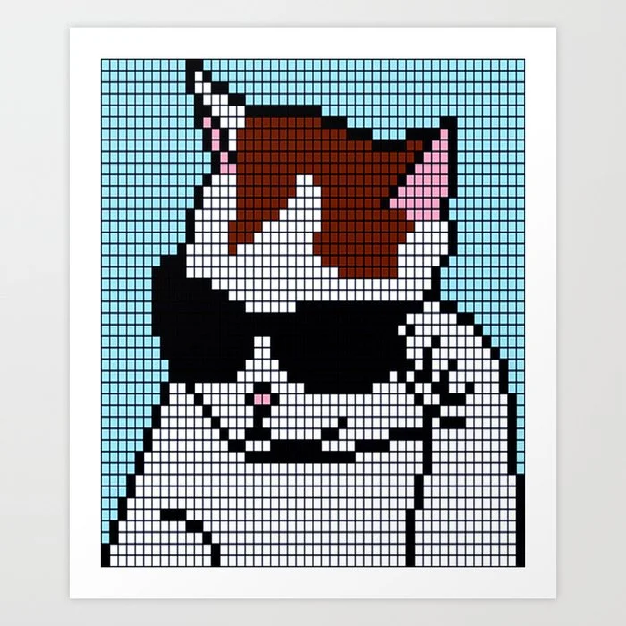 Cool cat pixel art Art Print Art Print