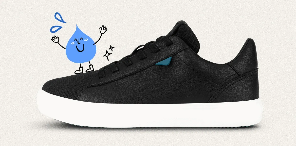 GIF of Mr. DRIP standing on a Vessi shoe waving his arms.