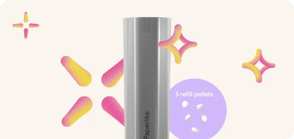 A close up of the cleaning kit, with an emphasis on 5 refill pellets.