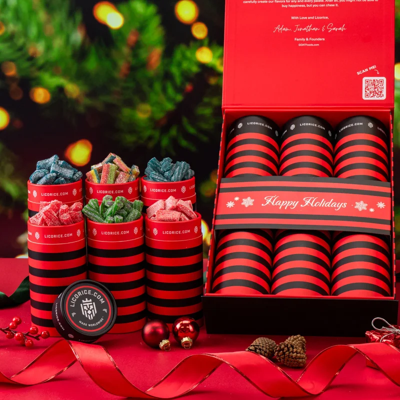 Image of 6 Tube Sour Licorice Holiday Gift Box