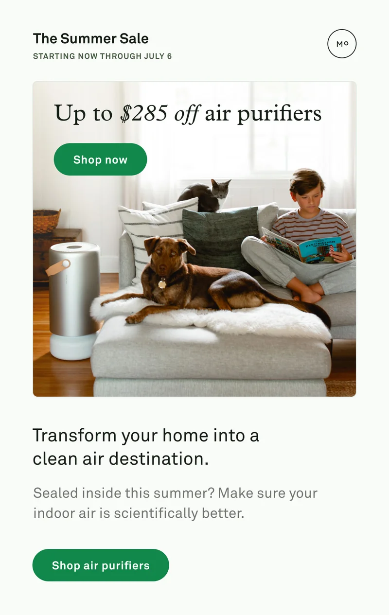 Up to $285 off air purifiers