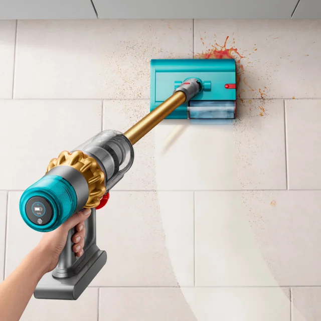 Cleaning mess with the Dyson V15s Detect Submarine Absolute wet and dry vacuum cleaner
