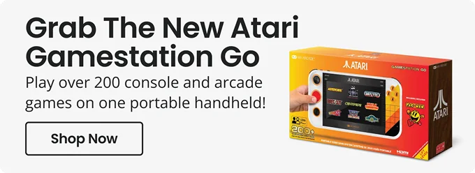 Grab The New Atari Gamestation Go | Play over 200 console and arcade games on one portable handheld! | Shop Now