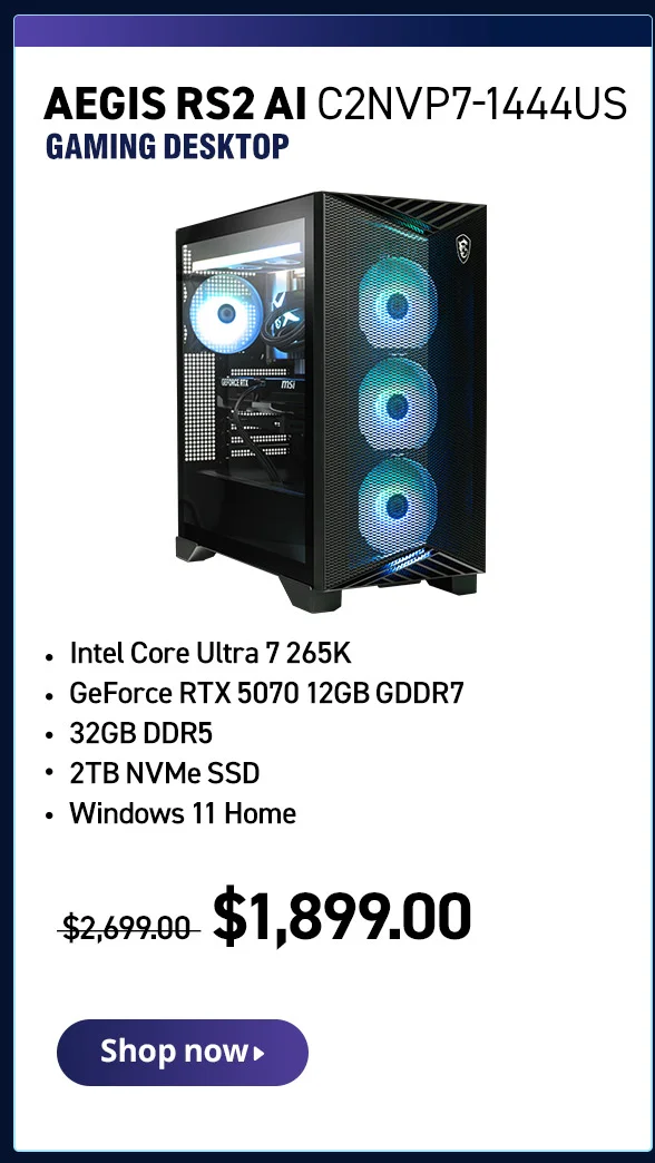 AEGIS RS2 AI C2NVP7-1444US GAMING DESKTOP