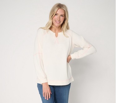 Belle by Kim Gravel Delicious Waffle Split Neck Top