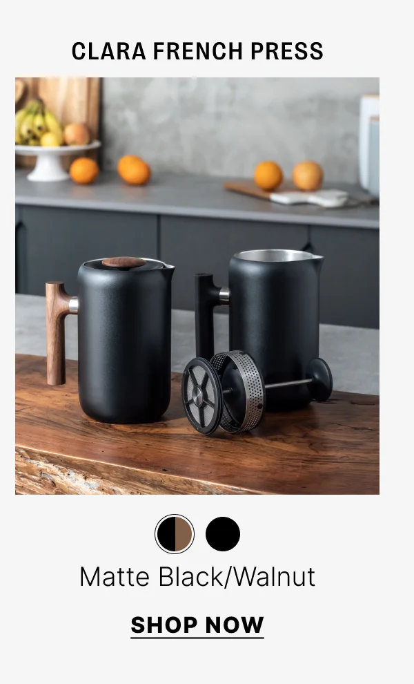 Clara French Press Matte Black / Walnut