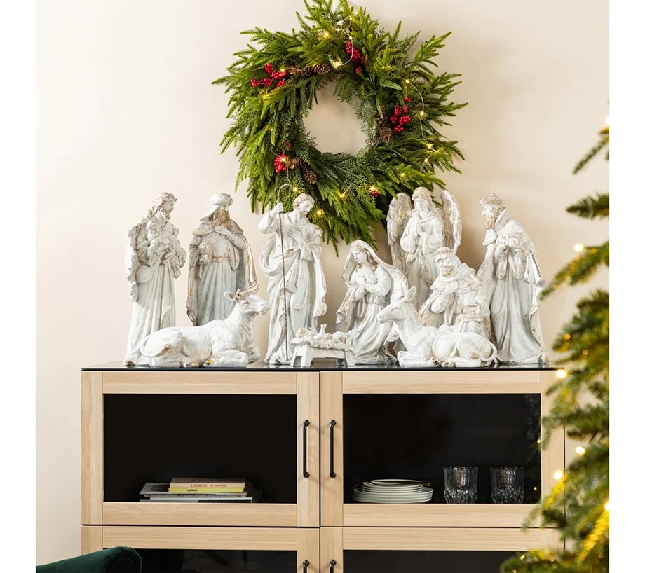 Glitzhome 10-Piece Resin Nativity Figurine Set