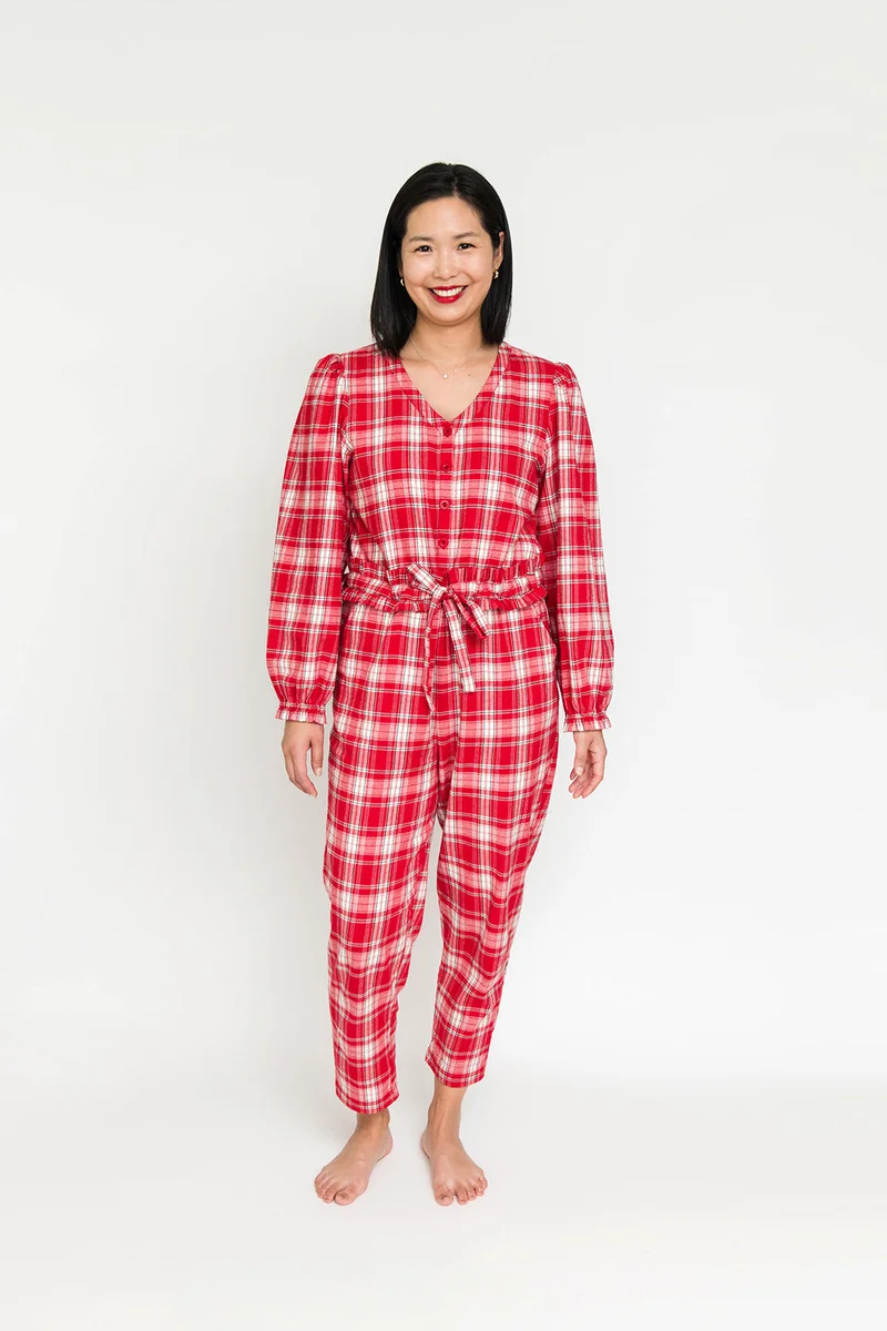 Image of Remy Henley Romper in Red Plaid