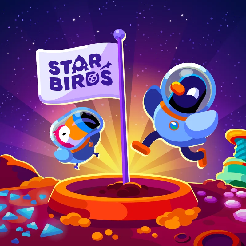 Toukana and Duck hanging out next to Star Birds flag