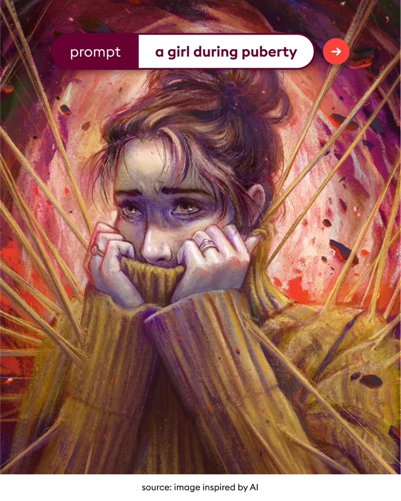 prompt: a girl during puberty