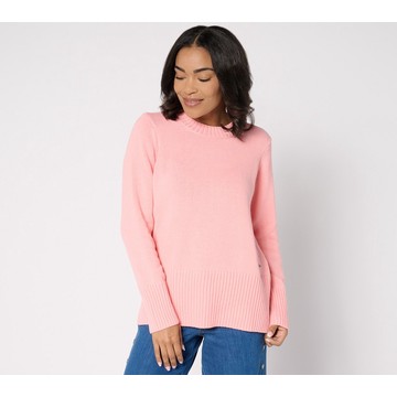 Peace Love World 100% Cotton Crewneck Sweater w/ Pop Color Detail