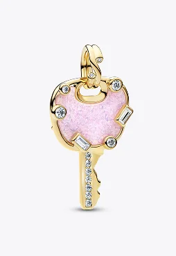 Opalescent Pink Love Key Large Dangle Charm