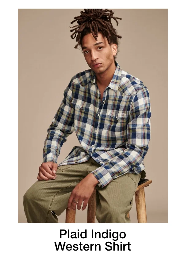 Plaid Indigo Western Shirt