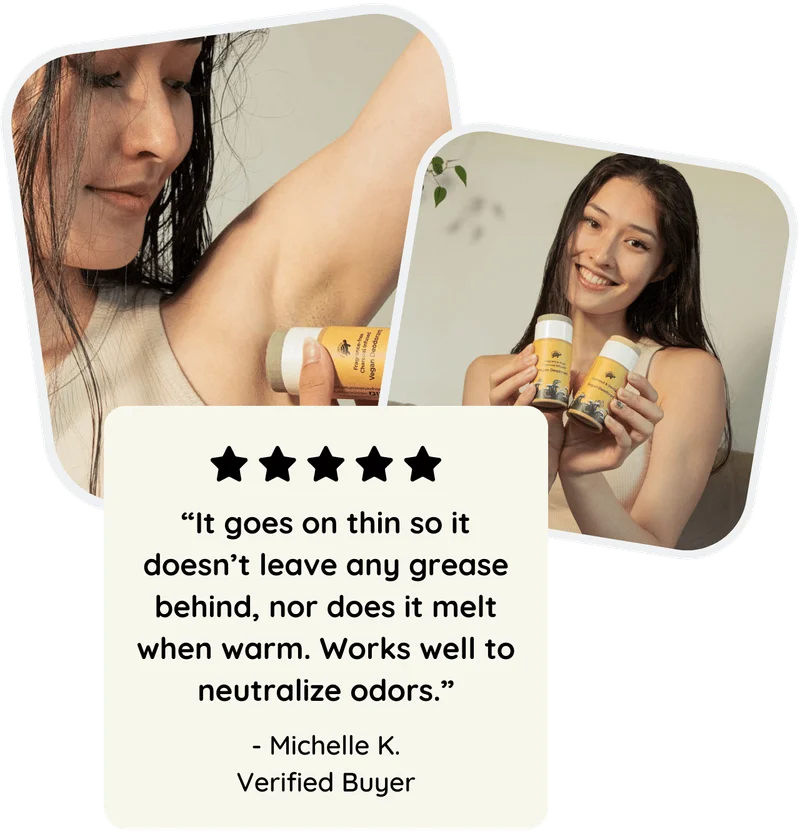 Michelle's review reads: It goes on thin so it doesn’t leave any grease behind, nor does it melt when warm.