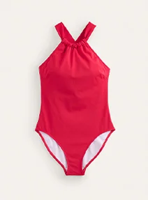 Gather Cross-back Swimsuit - Red