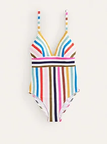 Arezzo V-neck Panel Swimsuit - Multi Stripe