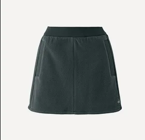 POLAR FLEEVE CROPPED WINTRY MIX SKIRT IN CHARCOAL GREEN