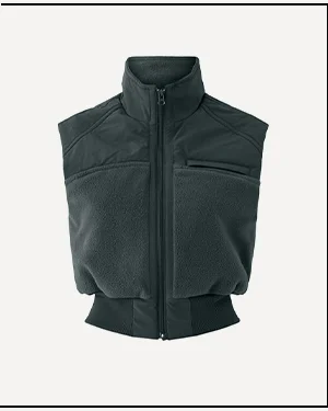 POLAR FLEECE WINTRY MIX VEST IN CHARCOAL GREEN