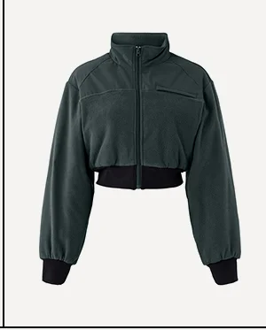 POLAR FLEEVE CROPPED WINTRY MIX JACKET CHARCOAL GREEN