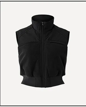 POLAR FLEECE WINTRY MIX VEST IN BLACK