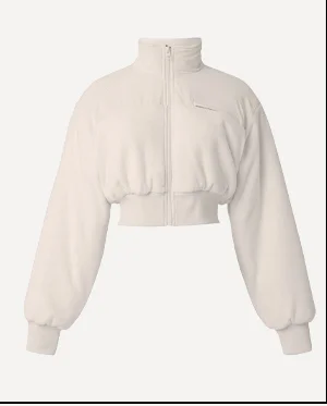 POLAR FLEEVE CROPPED WINTRY MIX JACKET IN IVORY