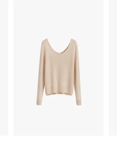 Single Origin Cashmere Scoop Neck Sweater Ecru