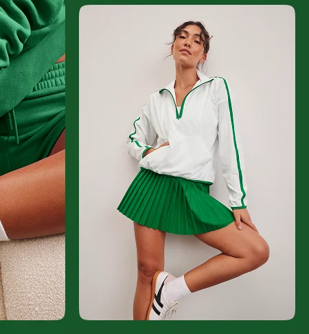 If You Pleats Tipped Elastic Mini Skirt in Home Court Green