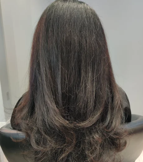 blowout hair view from back