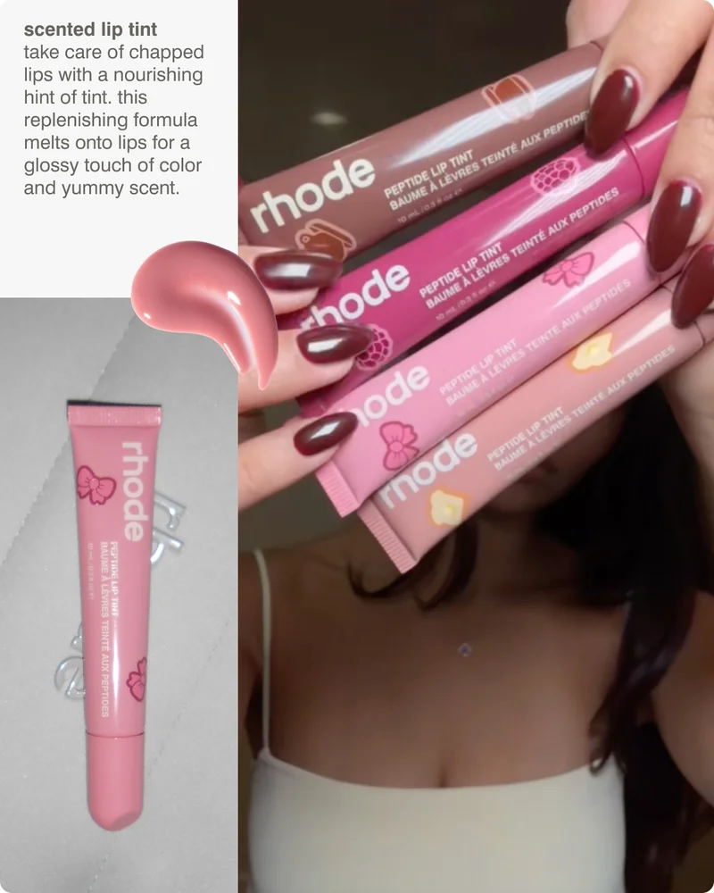 scented lip tint: take care of chapped lips with a nourishing hint of tint. this replenishing formula melts onto lips for a glossy touch of color and yummy scent.