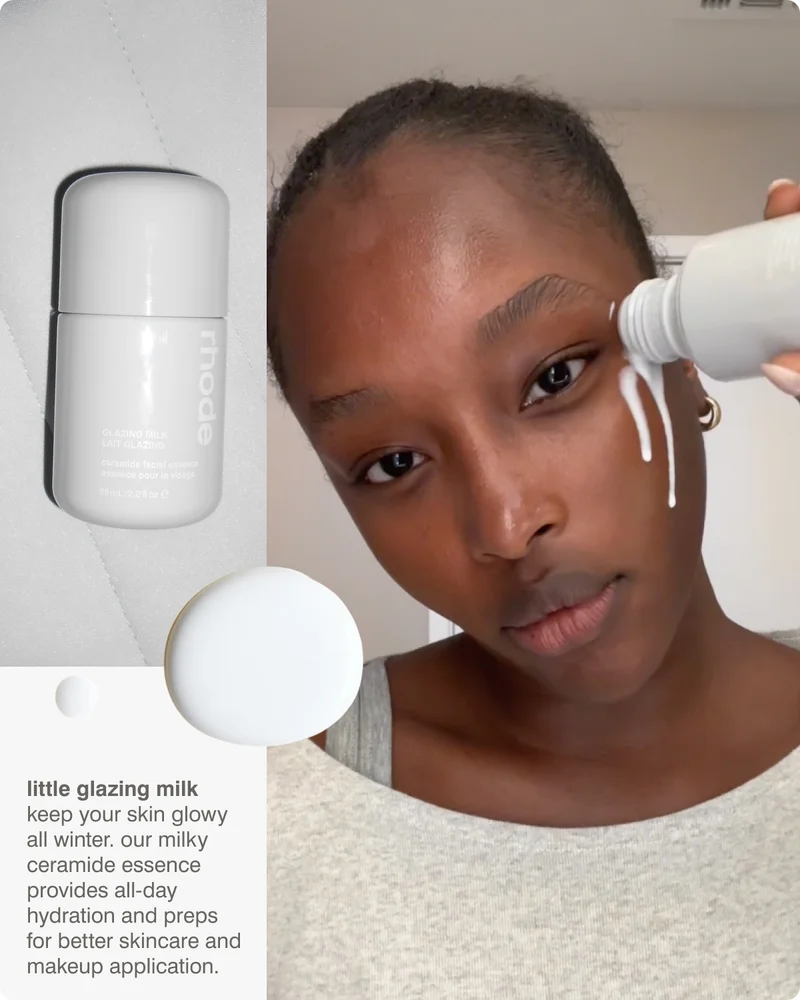 little glazing milk: keep your skin glowy all winter. our milky ceramide essence provides all-day hydration and preps for better skincare and makeup application.​