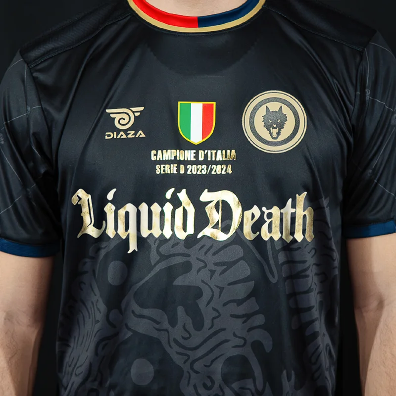 liquid death x campobasso limited edition jersey front