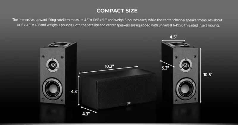 Monoprice Premium 5.1.4 Channel Immersive Home Theater System with Subwoofer