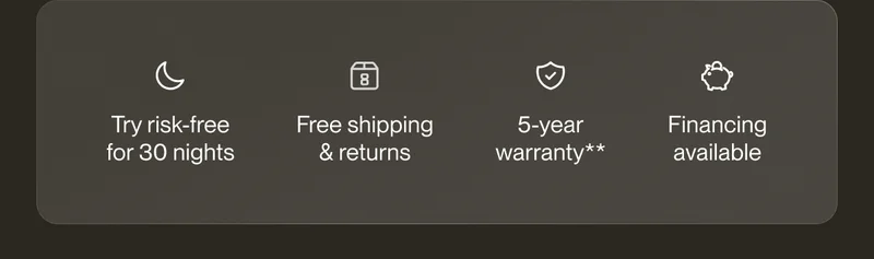 Try risk-free for 30 nights | Free shipping & returns | 5-year warranty
