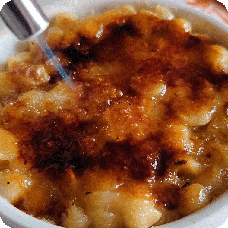 Candied Bacon Creme Brulee Mac