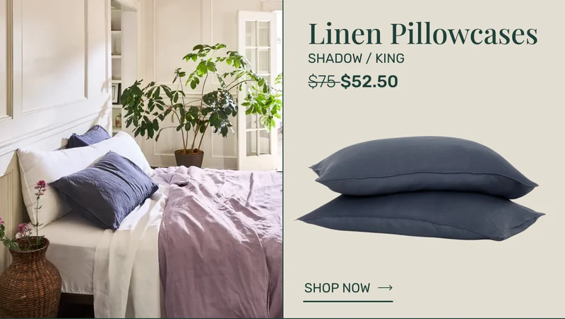Linen Pillowcases&nbsp;- Shadow / King