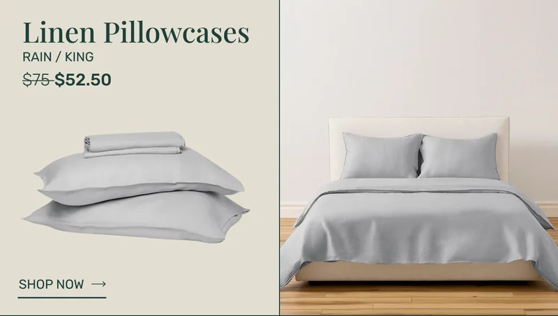 Linen Pillowcases - Rain / King