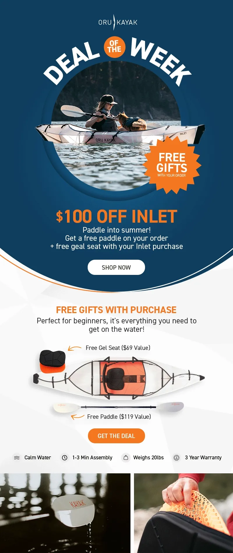 New Deal of the Week just dropped! Get $100 off Inlet + 2 FREE Gifts! Redeem your savings + free paddle & gel seat today ($288 value) New Deal of the Week just dropped! Get $100 off Inlet + 2 FREE Gifts! Redeem your savings + free paddle & gel seat today ($288 value)