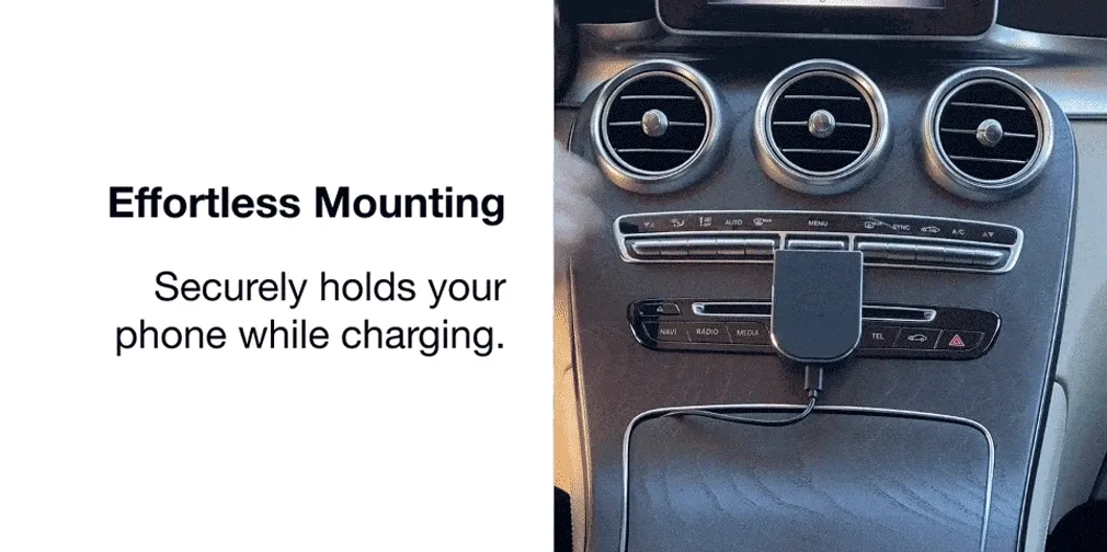 Effortless Mounting - Securely holds your phone while charging