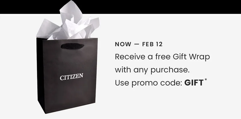 NOW — FEB 12: Receive a free Gift Wrap with any purchase.  Use promo code: discount code*