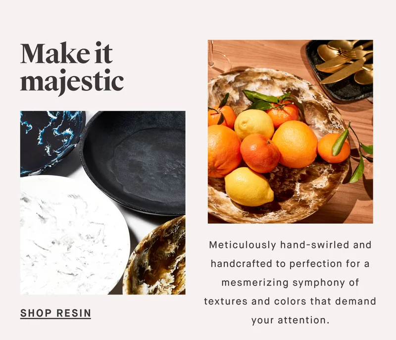 Make it majestic SHOP RESIN Meticulously hand-swirled and handcrafted to perfection for a mesmerizing symphony of textures and colors that demand your attention.