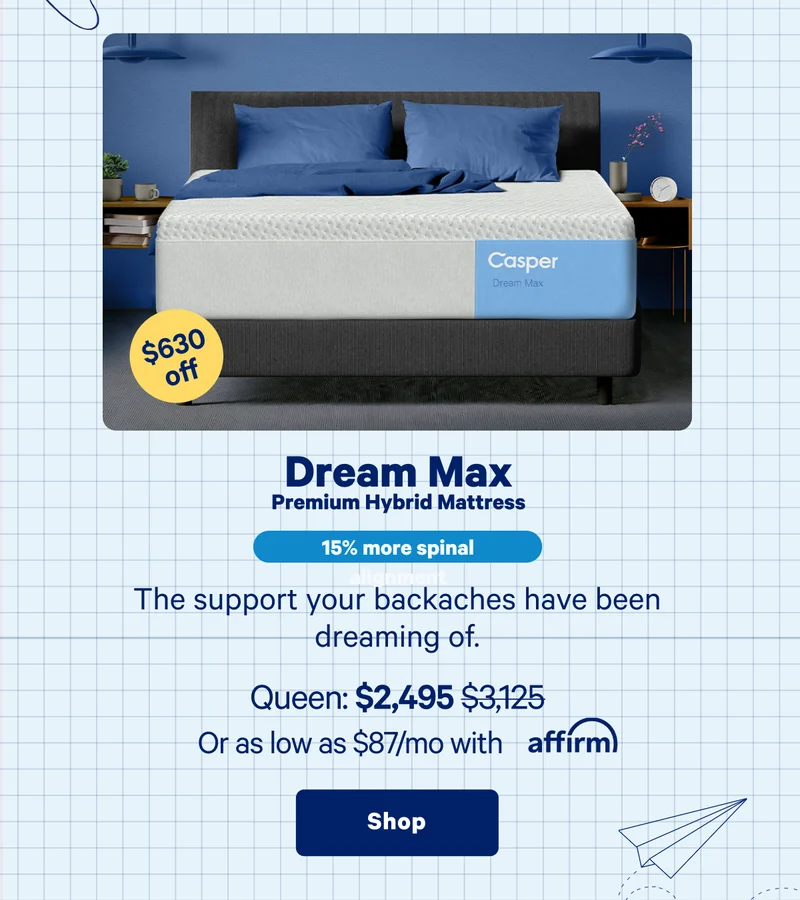 Dream Max Hybrid Mattress >> 15% more spinal alignment. >> Earns extra credit for maximum ergonomic support. >> Shop now >>
