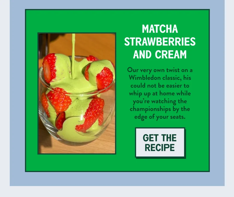Matcha strawberries and cream