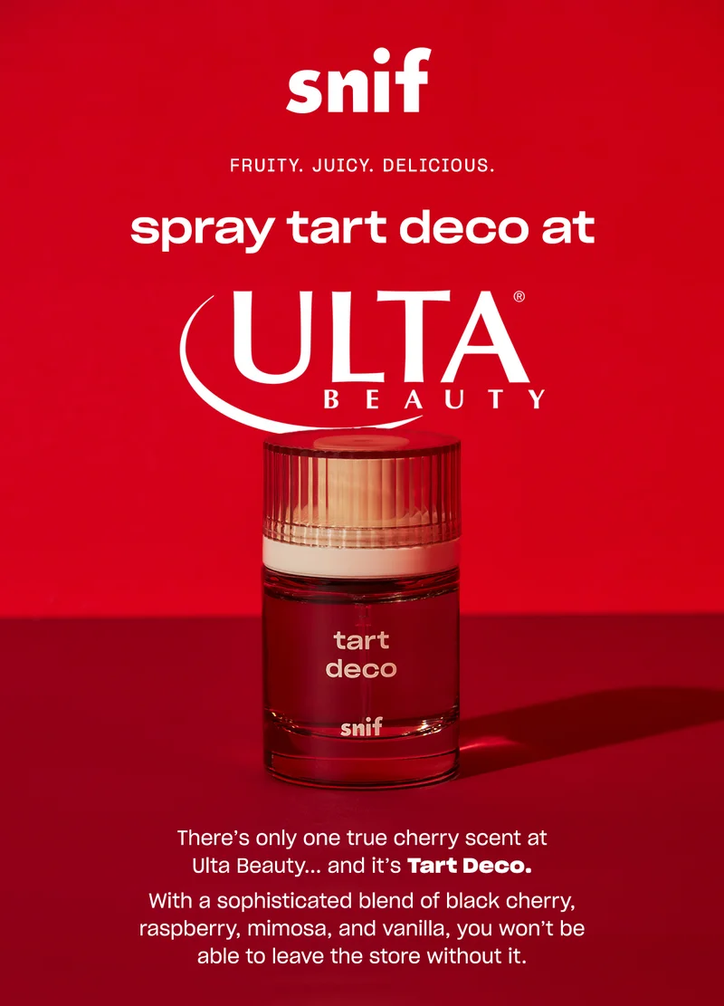 There’s only one true cherry scent at Ulta Beauty, and it’s Tart Deco.   With a sophisticated blend of black cherry, raspberry, mimosa, and vanilla, you won’t be able to leave the store without it.