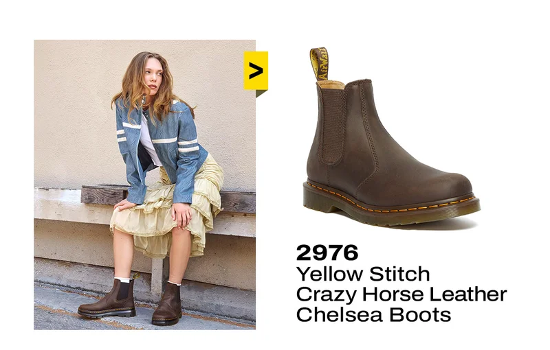 2976 Yellow Stitch Crazy Horse Leather Chelsea Boots