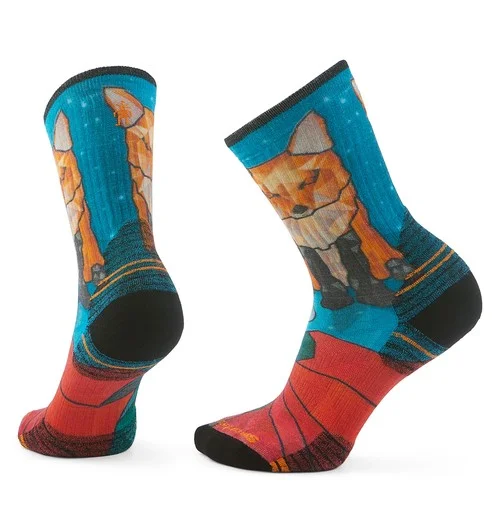 Women's Hike Geo Fox Print Crew Socks