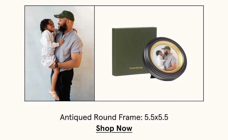 Antiqued Round Frame: 5.5x5.5