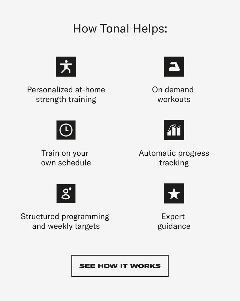 How Tonal helps. See How It Works