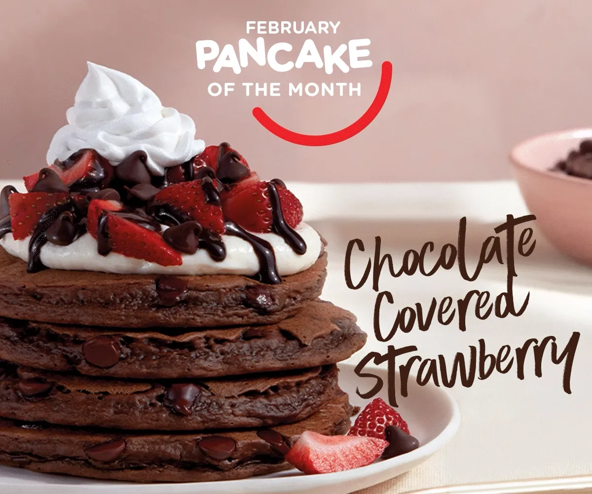 FEBRUARY PANCAKE OF THE MONTH: CHOCOLATE COVERED STRAWBERRY